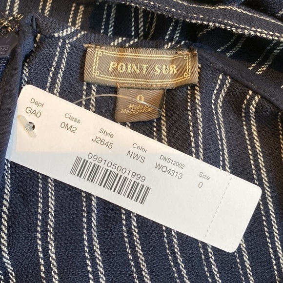 J. Crew Point Sur Freddie navy blue pinstriped back bow linen blend top sz 0 NWT - Picture 6 of 8